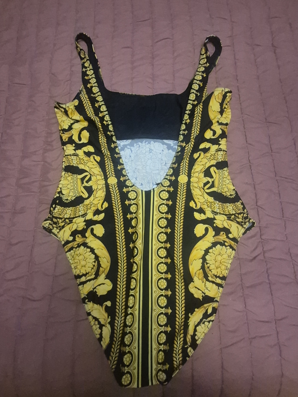 *Authentic*Versace Womens GOLD and Black Floral Medallion One-Piece Swimsuit - Picture 2 of 3
